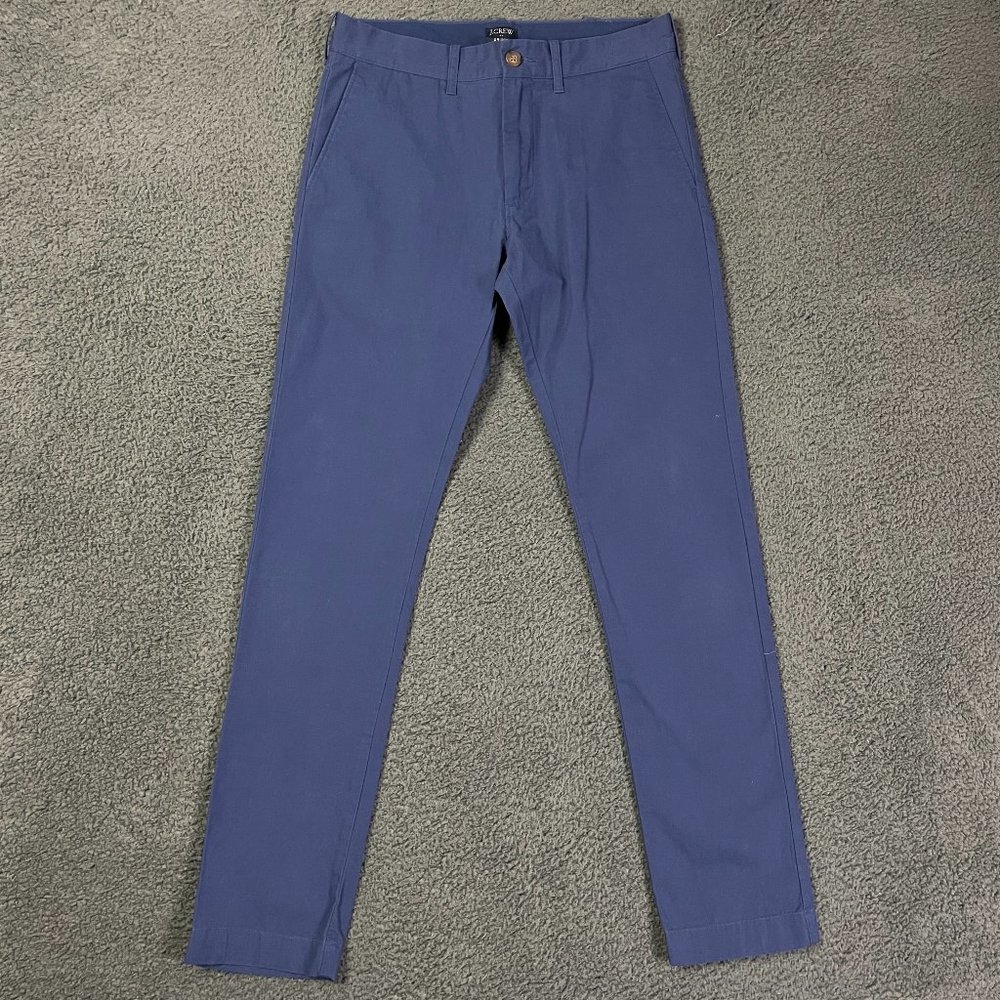 J Crew Pants Mens 29x32 Blue Driggs Slim Fit Flat Front Chinos (Really 30x31.5)